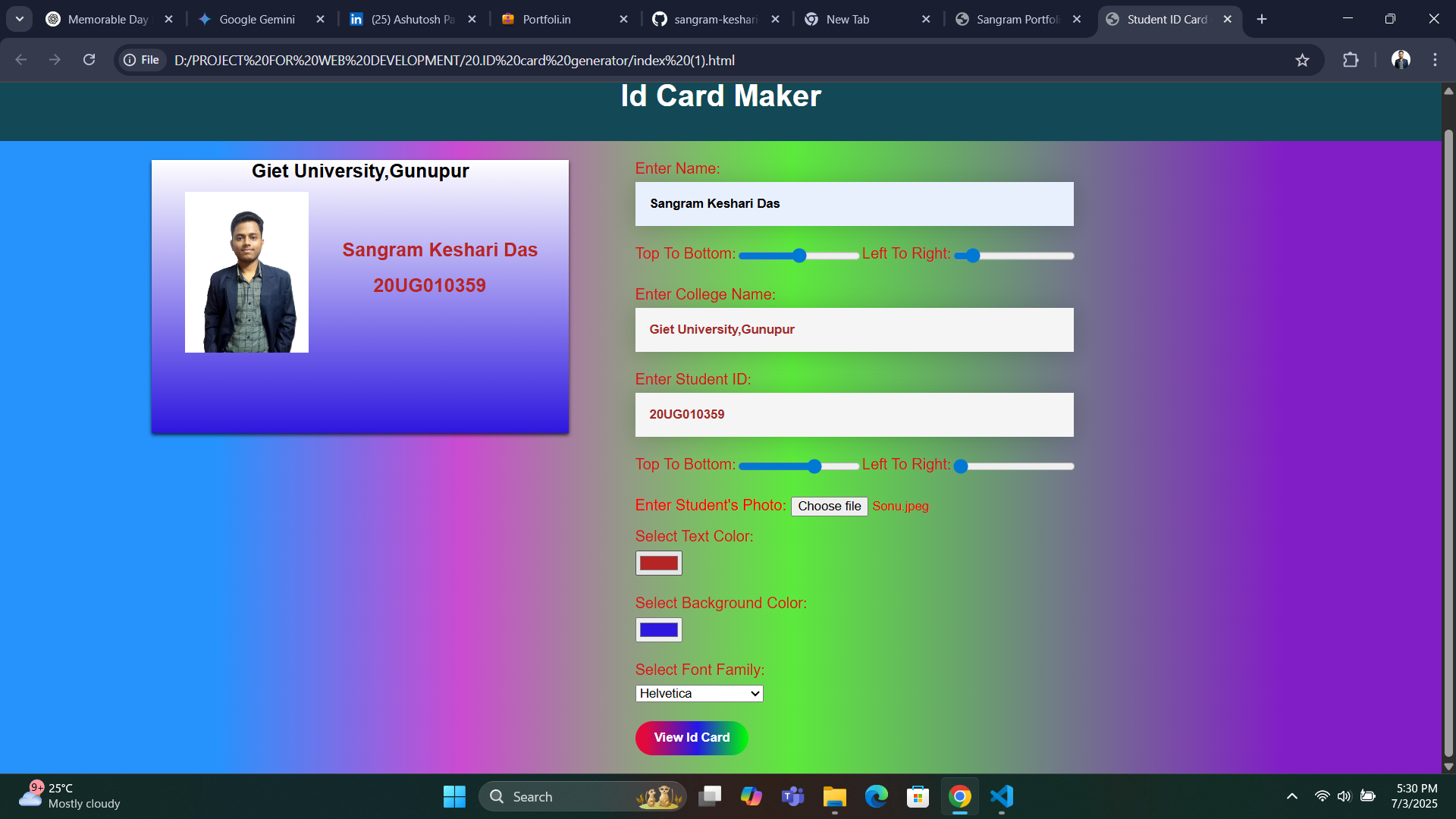 Custom ID Card Generator